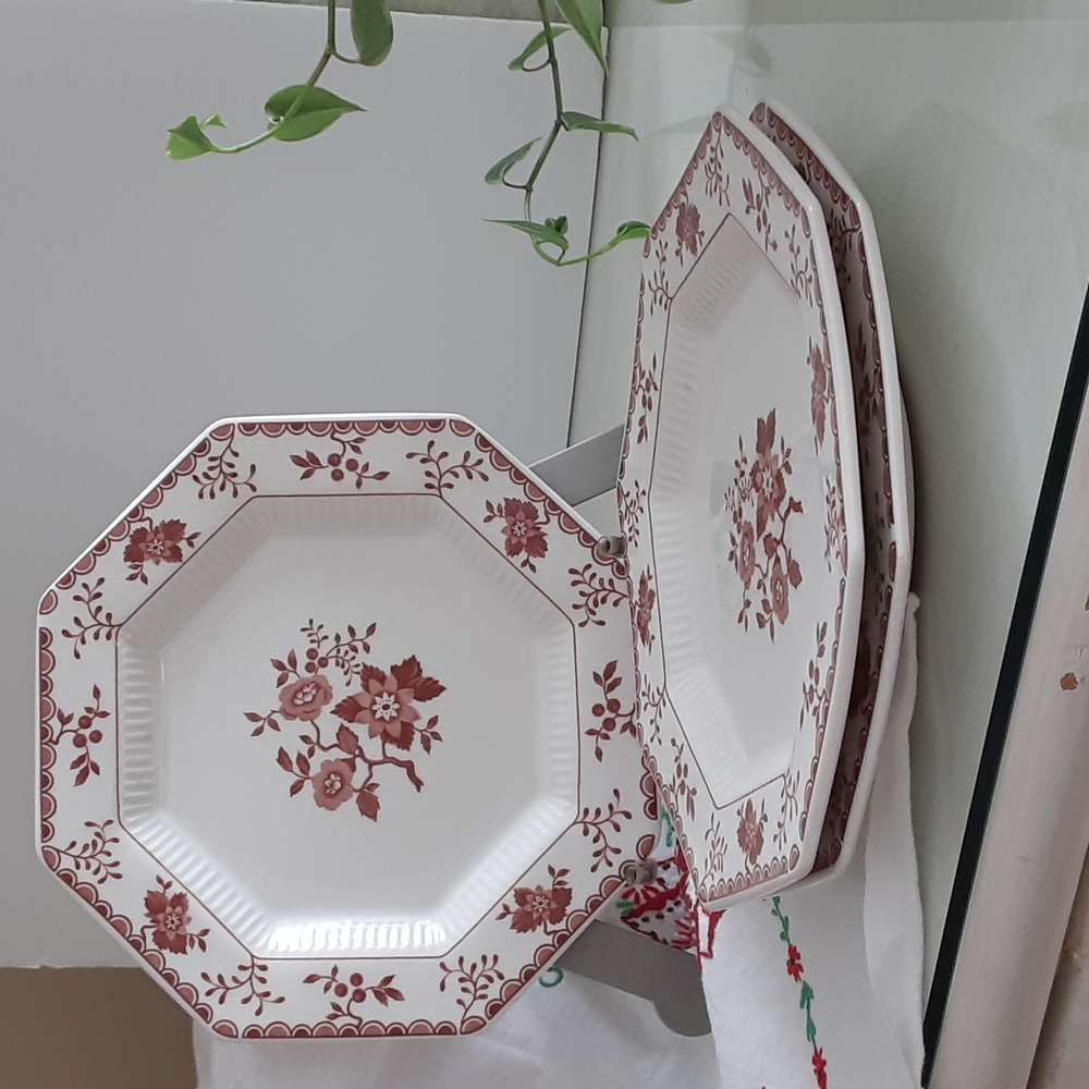 Independence Ironstone Interpace Japan Red Bittersweet 8" Salad Dessert Plates 3